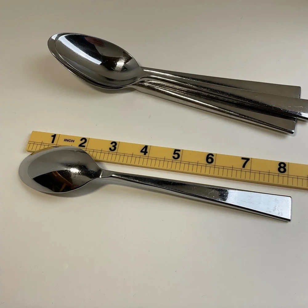 Yamazaki Lerner Float Stainless Oval Soup Spoons Set of 4 Silver Flat  7.5in